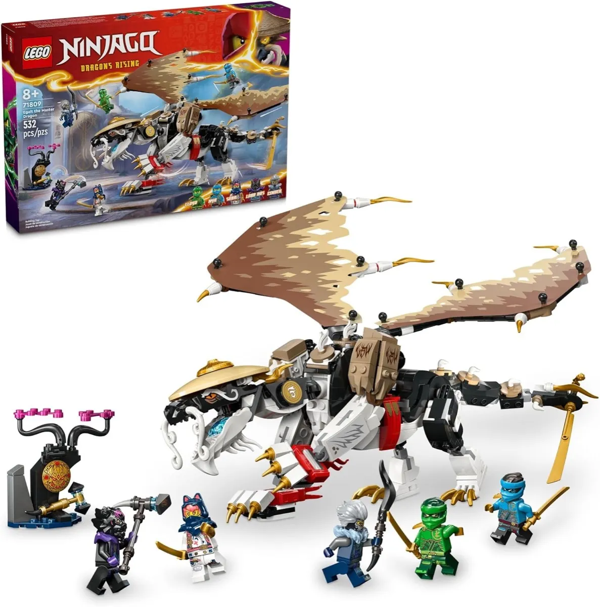 A model of Egalt The Master Dragon from "Ninjago"