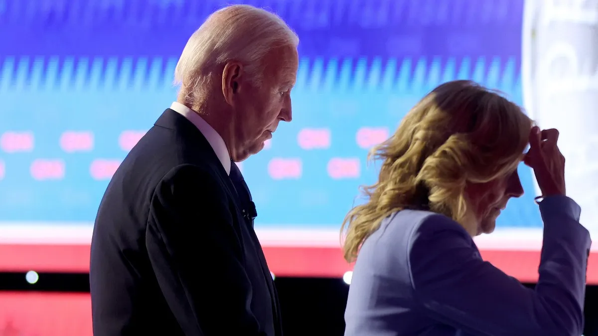 Joe Biden and Jill Biden leaving the 2024 presidential debate