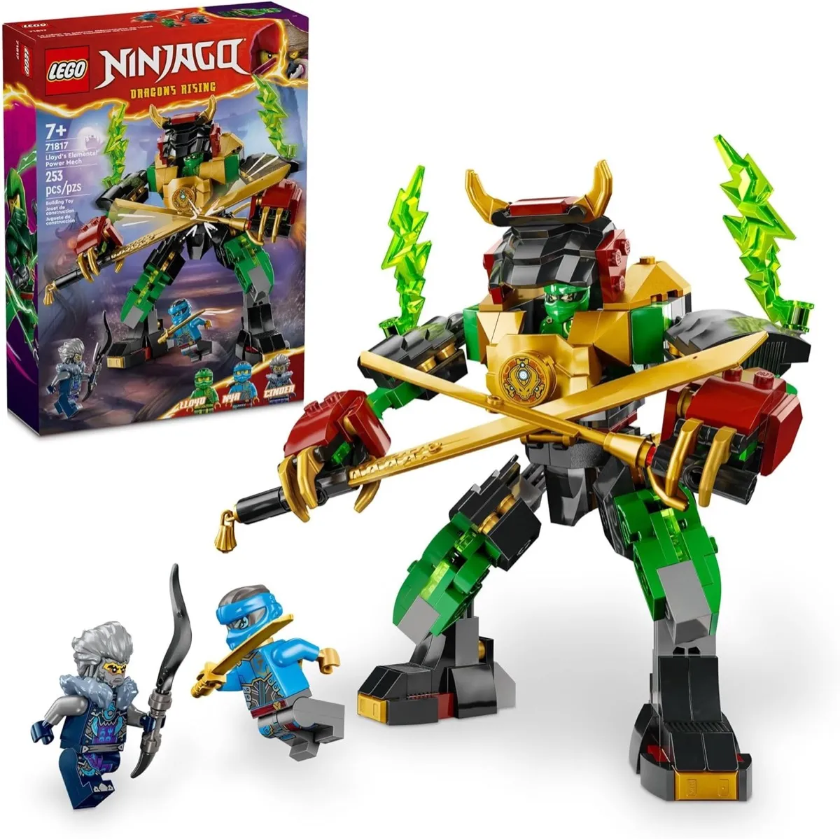 A LEGO model of Lloyd’s Elemental Power Mech from "Ninjago"