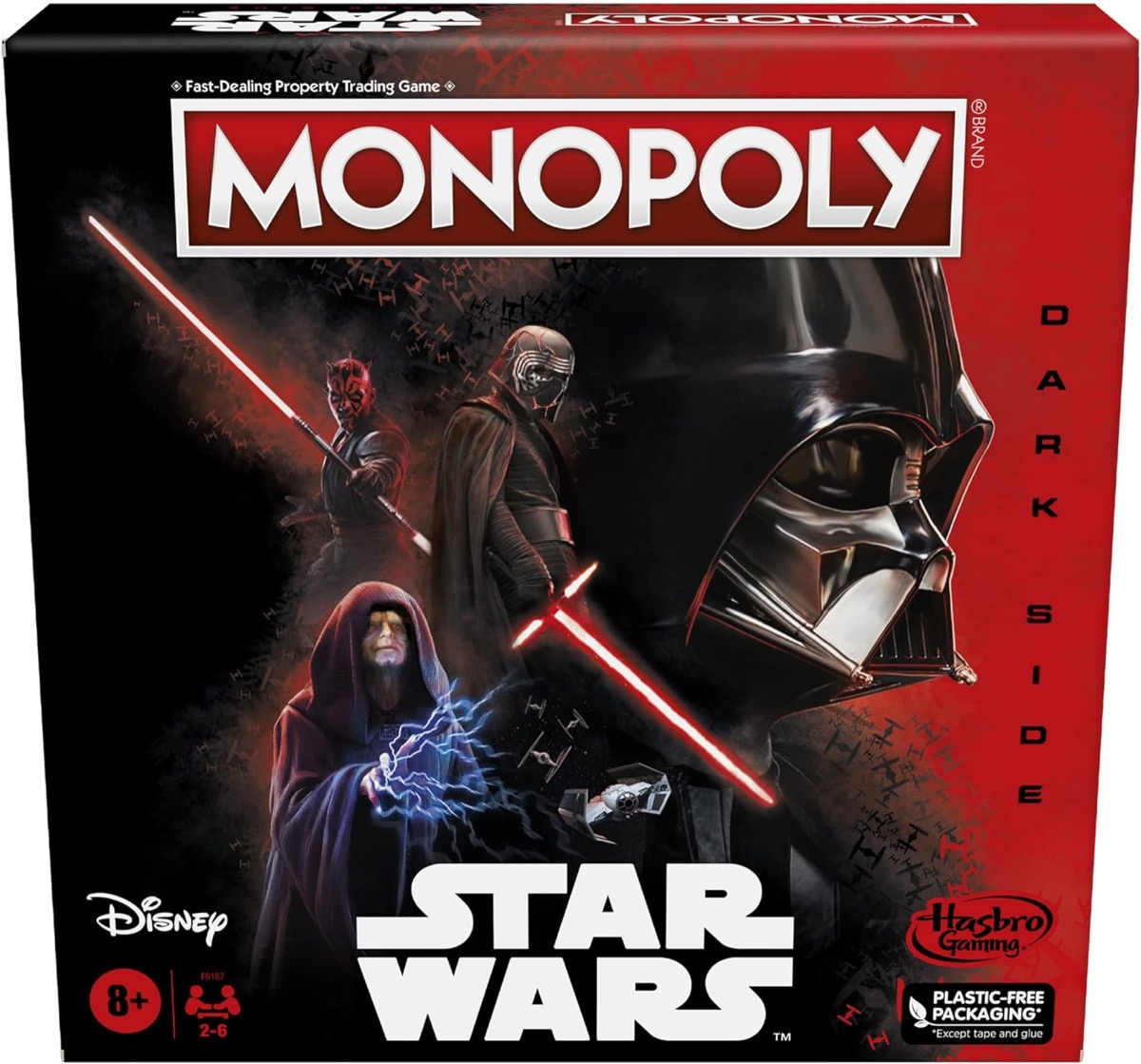 Box art featuring Star Wars villains in "Monopoly - Star Wars Dark Side Edition"