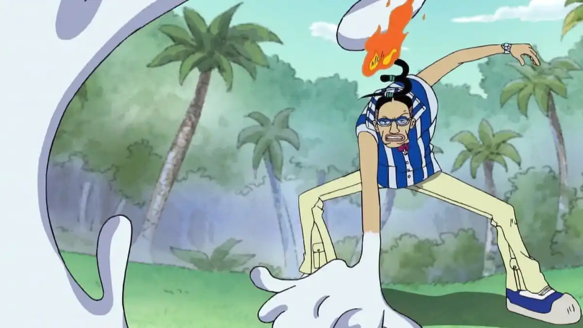 Mr. 3 attacking in One Piece Little Garden arc